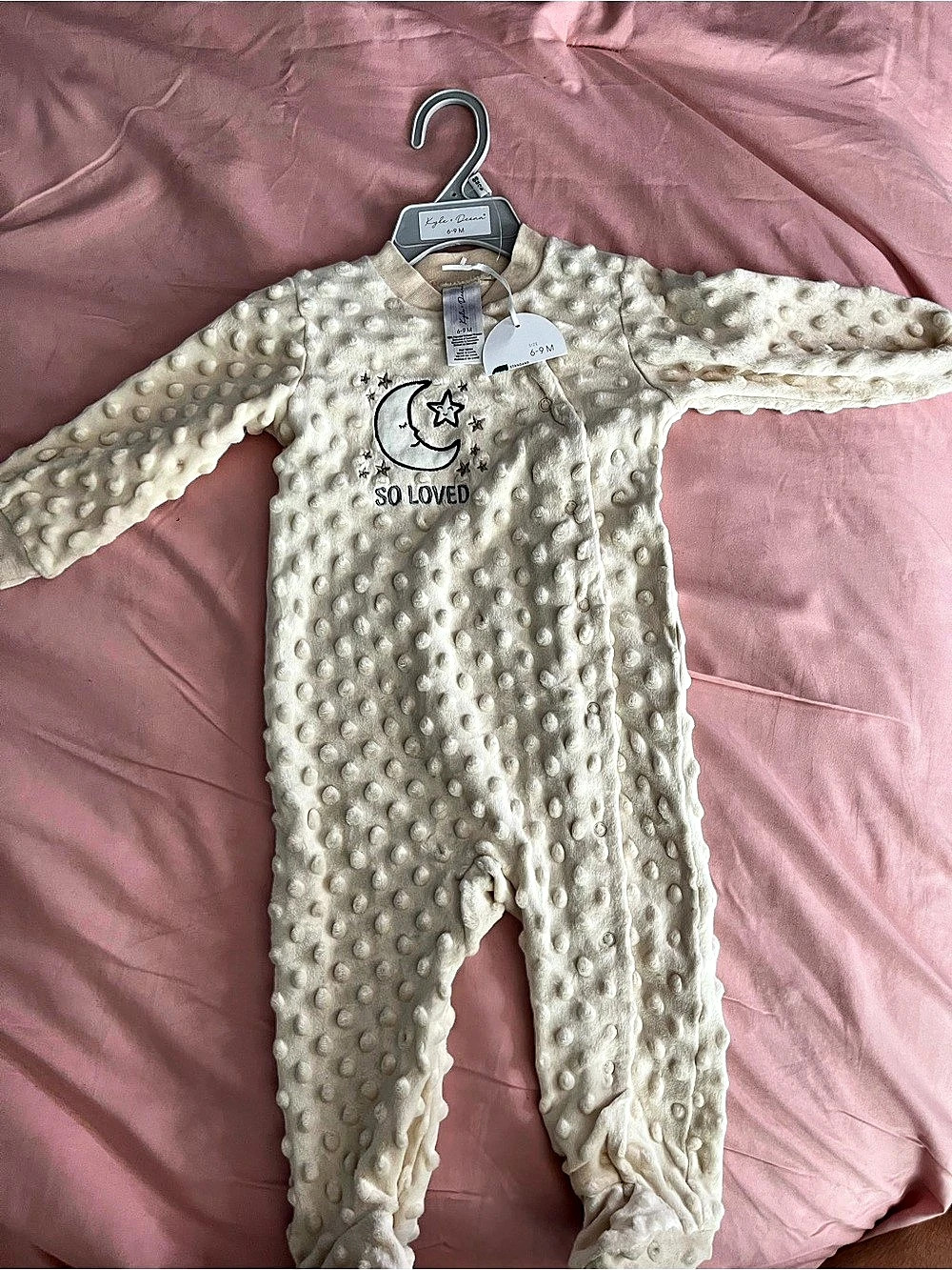 So Loved Moon & Stars Footie Baby 6-9M Cream Footie NWT